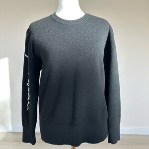 Versace Women’s  Logo Embroidery Long Sleeve Knit Sweater Black | Size 36